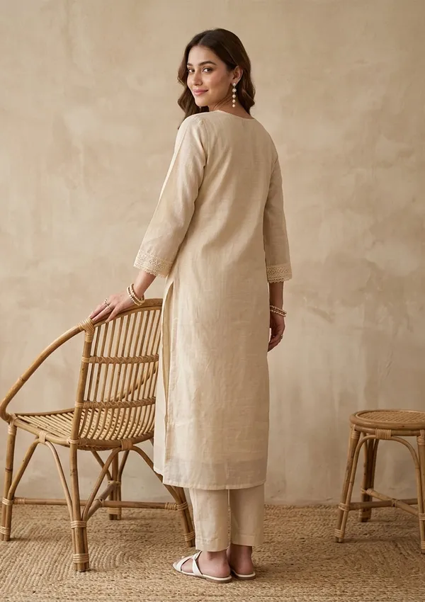 Cream_Chanderi_Threadwork_Straight_Kurta_With_Pant_Regular_And_Dupatta