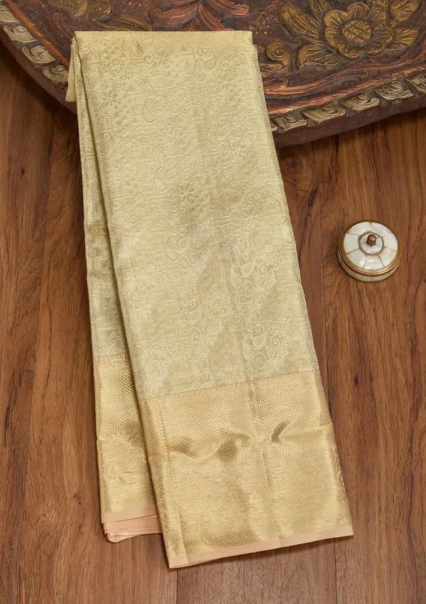 Gold_Silk_Jaal_Saree_With_Matching_Blouse_Piece