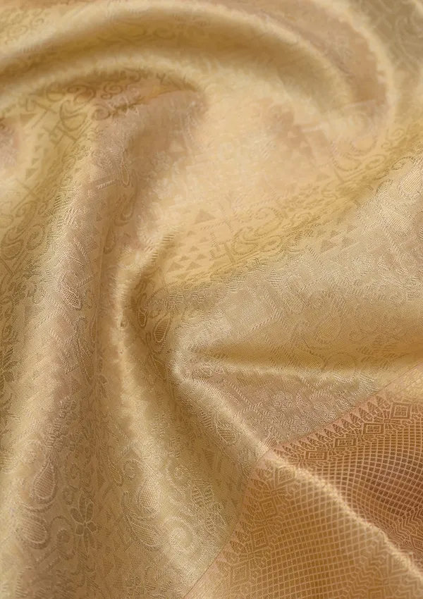 Gold_Silk_Jaal_Saree_With_Matching_Blouse_Piece