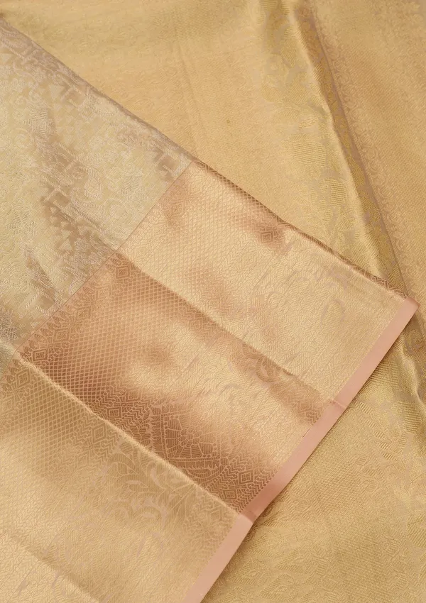Gold_Silk_Jaal_Saree_With_Matching_Blouse_Piece