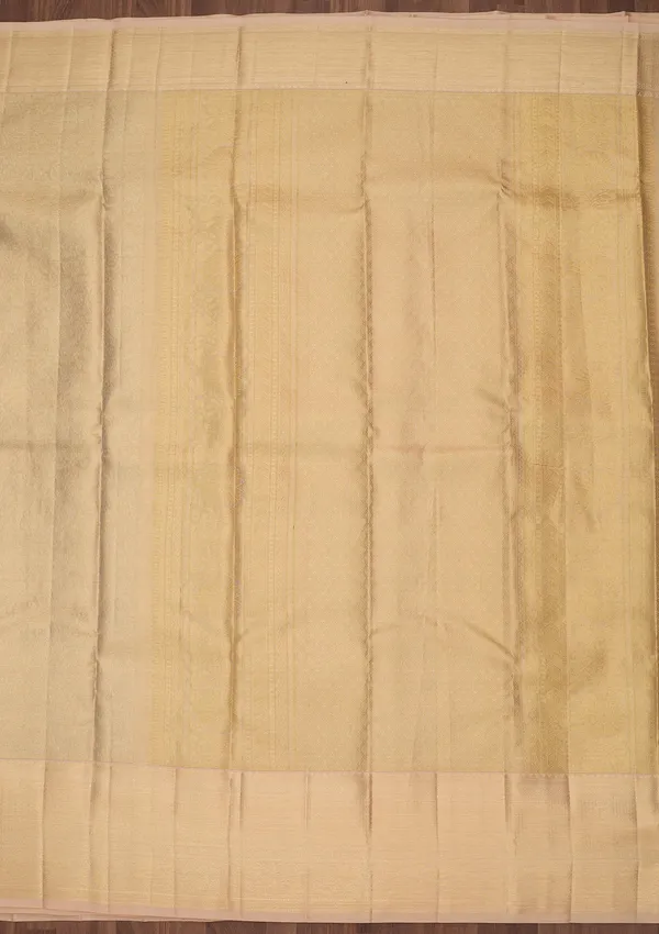 Beige_Silk_Jaal_Saree_With_Matching_Blouse_Piece