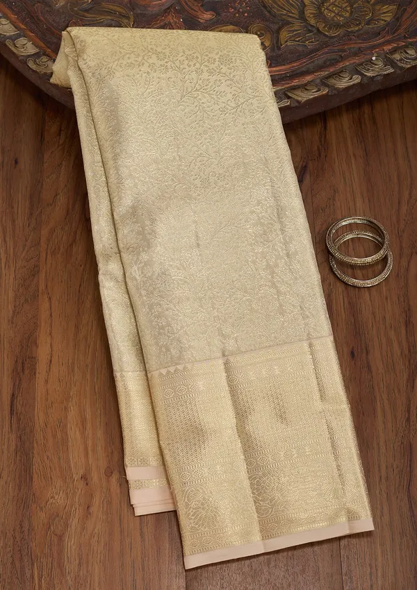Beige_Silk_Jaal_Saree_With_Matching_Blouse_Piece