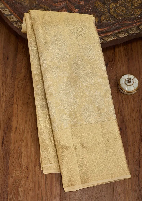 Beige_Dharmavaram_Pure_Silk_Saree