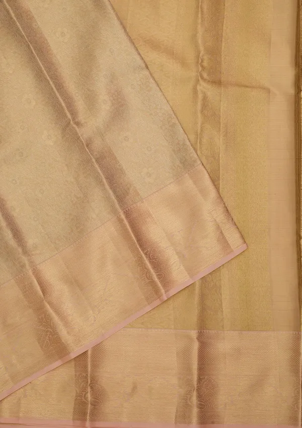Beige_Silk_Jaal_Saree_With_Matching_Blouse_Piece