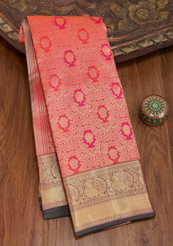 Orange_Kanjivaram_Pure_Silk_Saree