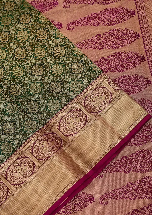 Bottle_Green_Kanjivaram_Pure_Silk_Saree