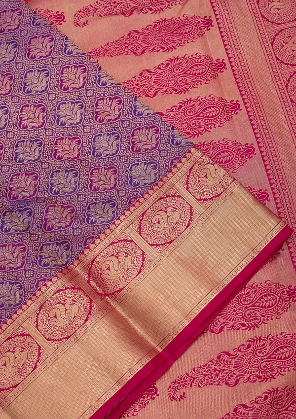 Purple_Silk_Jaal_Saree_With_Matching_Blouse_Piece