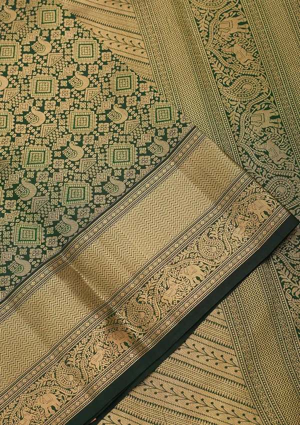 Bottle_Green_Kanjivaram_Pure_Silk_Saree