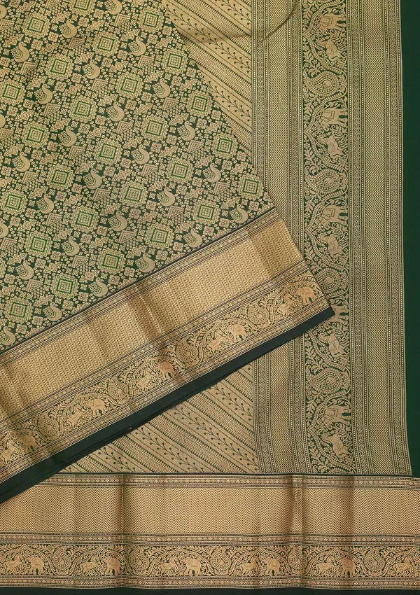 Bottle_Green_Kanjivaram_Pure_Silk_Saree