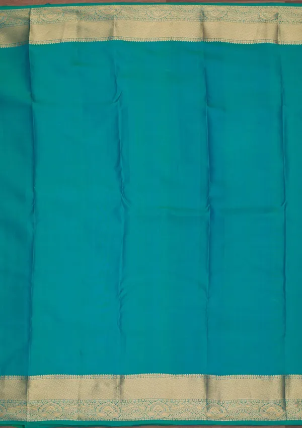 Rama_Green_Silk_Checks_Saree_With_Matching_Blouse_Piece