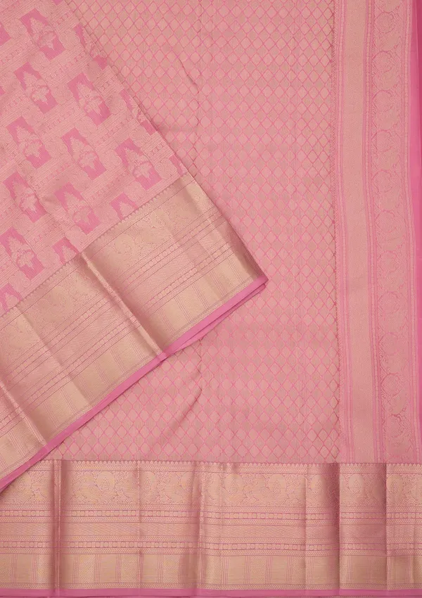 Pink_Silk_Checks_Saree_With_Matching_Blouse_Piece