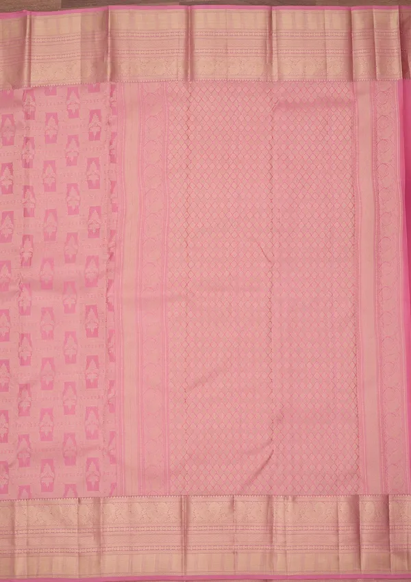 Pink_Silk_Checks_Saree_With_Matching_Blouse_Piece
