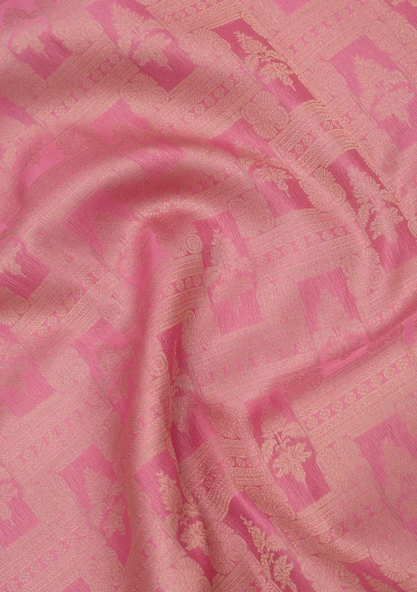 Pink_Silk_Checks_Saree_With_Matching_Blouse_Piece