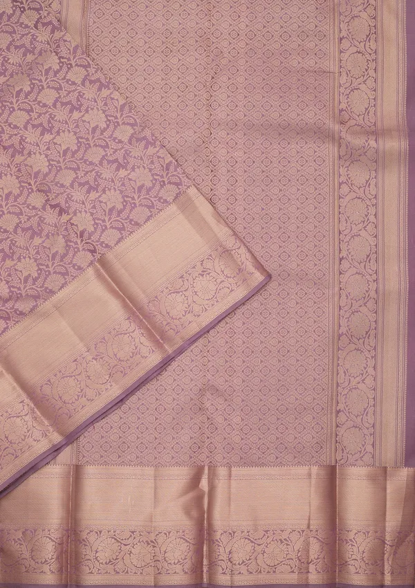 Lavender_Kanjivaram_Pure_Silk_Saree