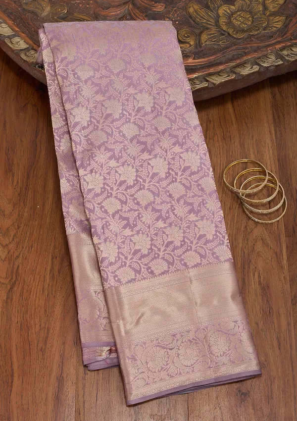 Lavender_Kanjivaram_Pure_Silk_Saree