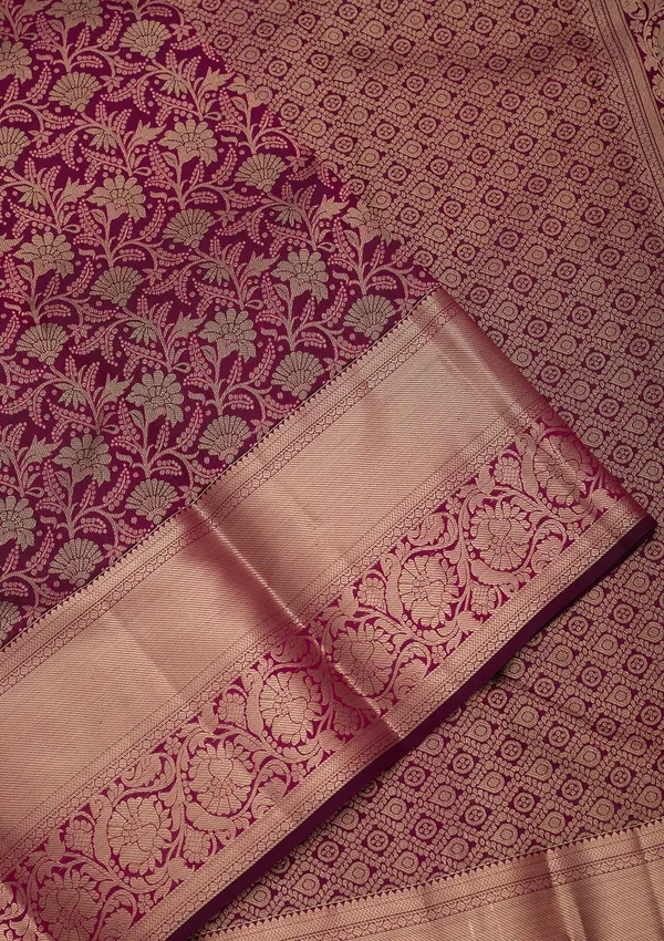 Wine_Silk_Jaal_Saree_With_Matching_Blouse_Piece