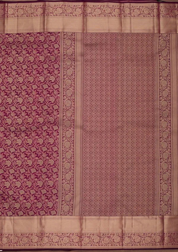 Wine_Silk_Jaal_Saree_With_Matching_Blouse_Piece