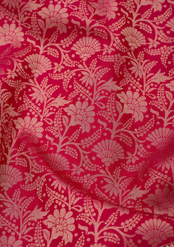Rani_Pink_Silk_Jaal_Saree_With_Matching_Blouse_Piece