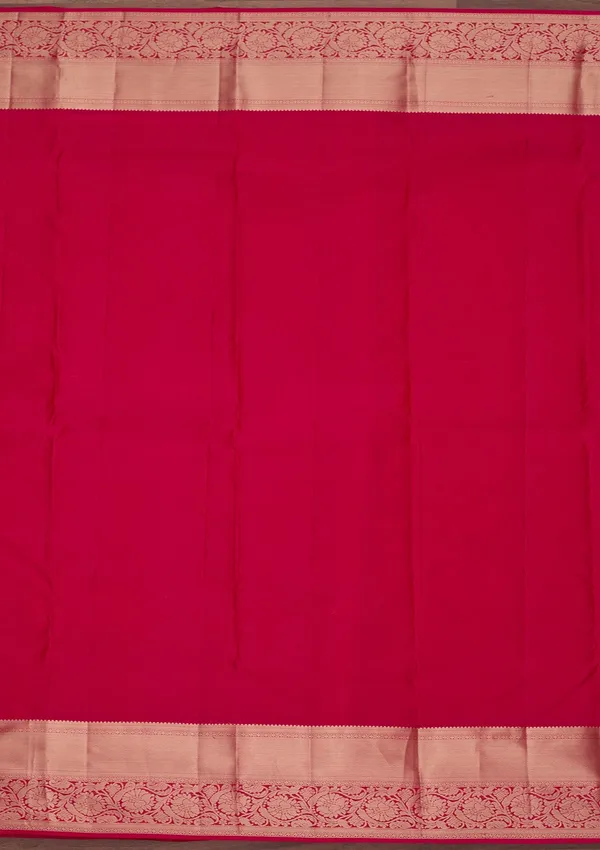 Rani_Pink_Silk_Jaal_Saree_With_Matching_Blouse_Piece