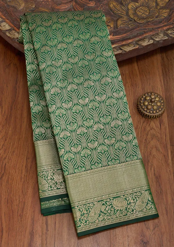 Bottle_Green_Kanjivaram_Pure_Silk_Saree
