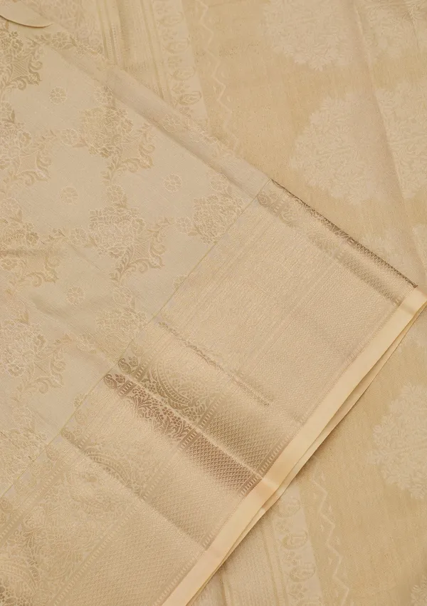 Cream_Silk_Jaal_Saree_With_Matching_Blouse_Piece