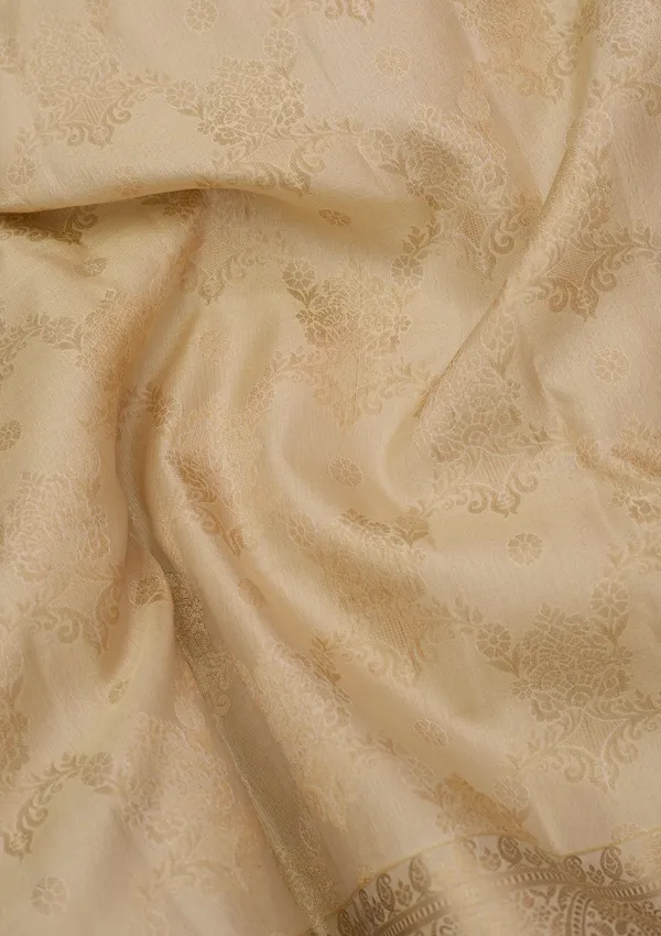 Cream_Silk_Jaal_Saree_With_Matching_Blouse_Piece