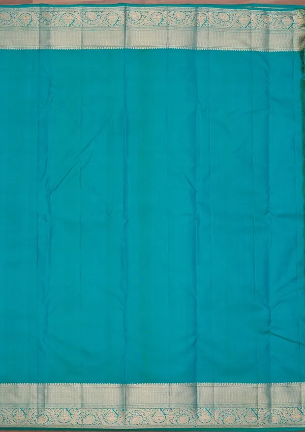Peacock_Green_Silk_Jaal_Saree_With_Matching_Blouse_Piece