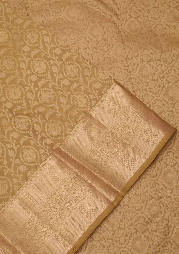 Mehendi_Silk_Jaal_Saree_With_Matching_Blouse_Piece