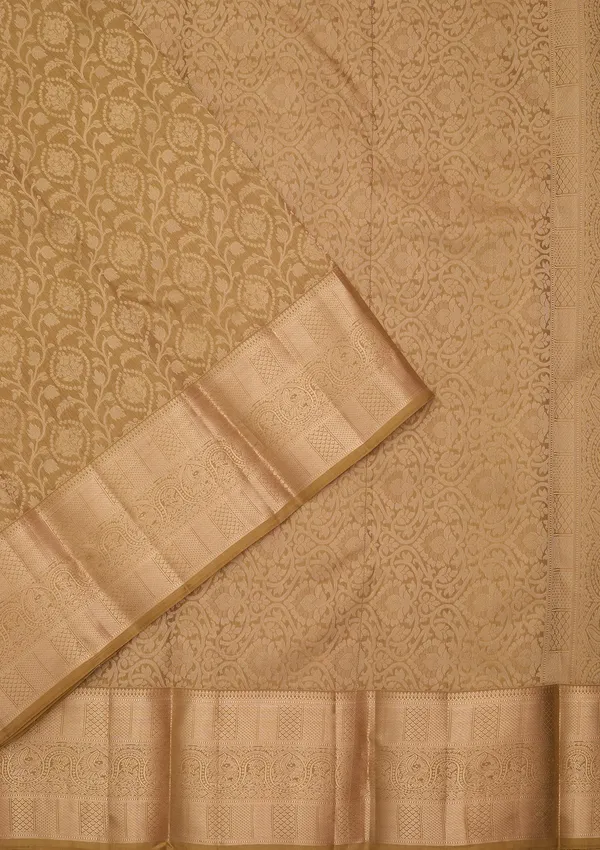 Mehendi_Silk_Jaal_Saree_With_Matching_Blouse_Piece