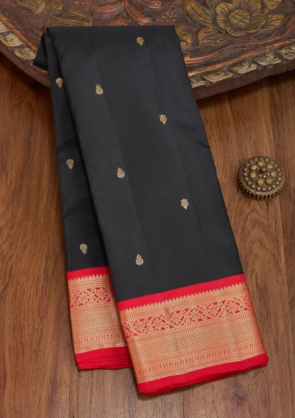 Black_Silk_Buti_Saree_With_Matching_Blouse_Piece