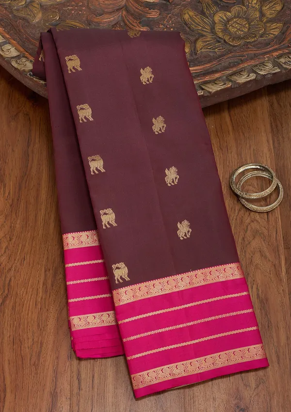 Brown_Kanjivaram_Pure_Silk_Saree