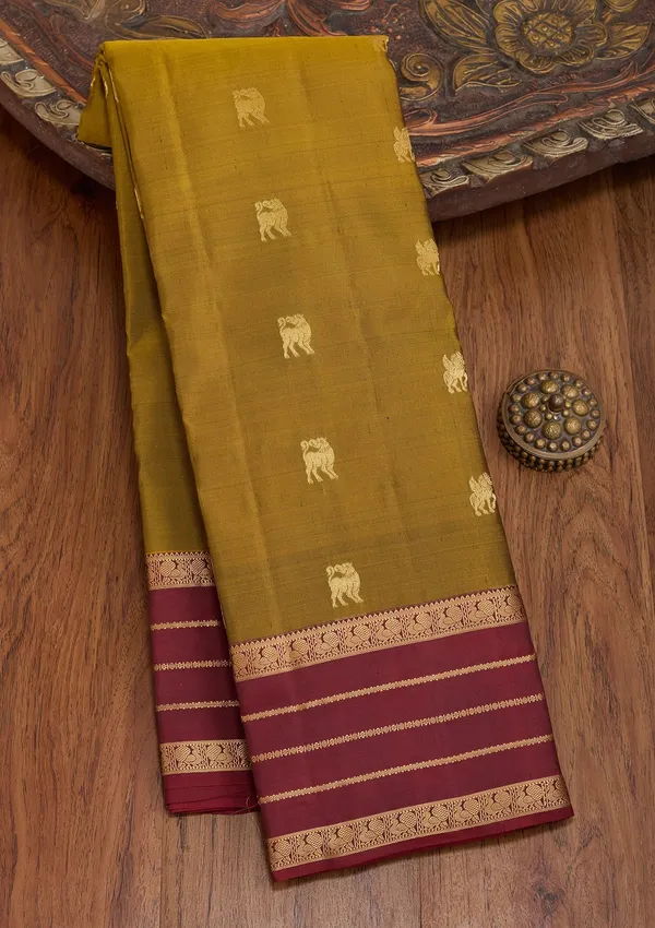 Mehendi_Kanjivaram_Pure_Silk_Saree