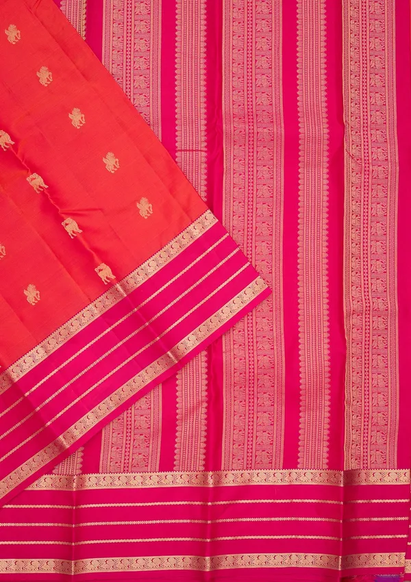 Orange_Silk_Buti_Saree_With_Matching_Blouse_Piece