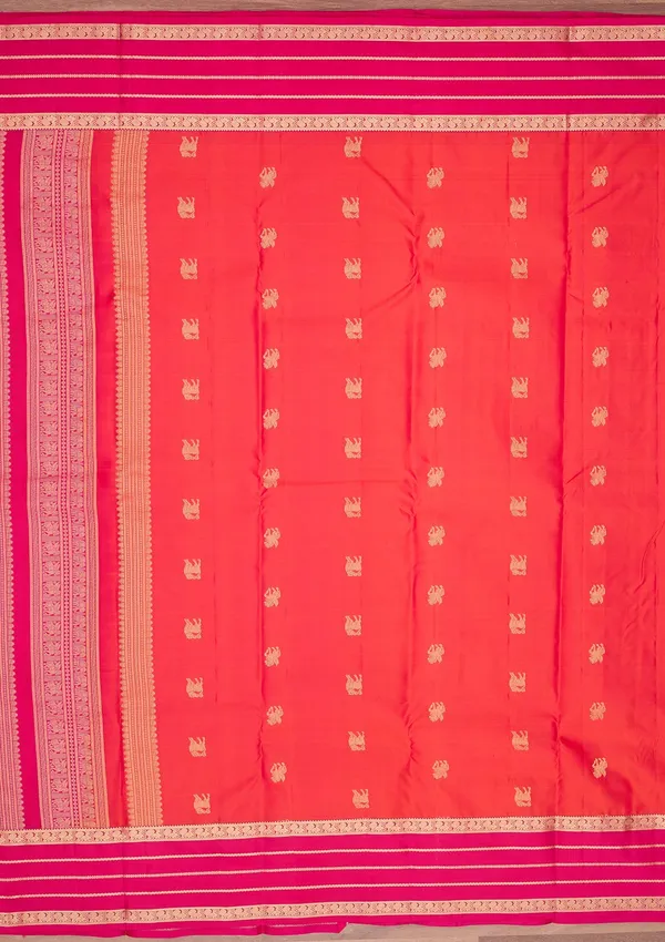 Orange_Silk_Buti_Saree_With_Matching_Blouse_Piece