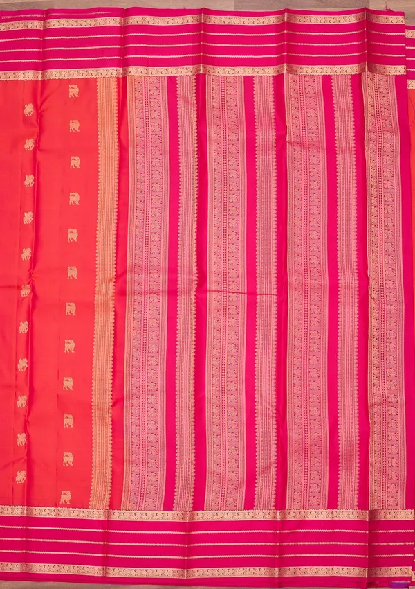 Orange_Silk_Buti_Saree_With_Matching_Blouse_Piece