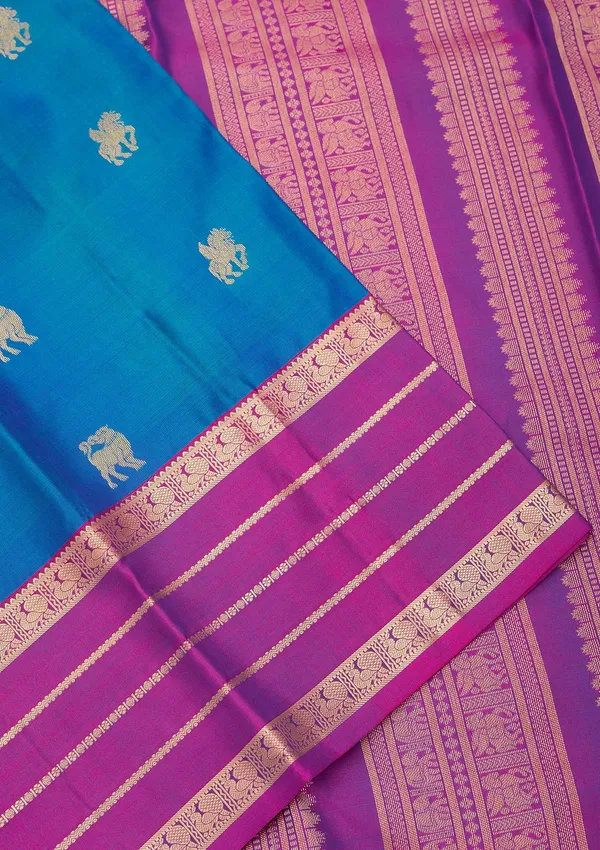 Peacock_Blue_Kanjivaram_Pure_Silk_Saree