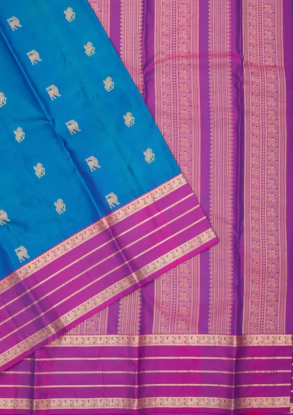 Peacock_Blue_Kanjivaram_Pure_Silk_Saree