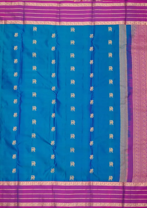 Peacock_Blue_Kanjivaram_Pure_Silk_Saree
