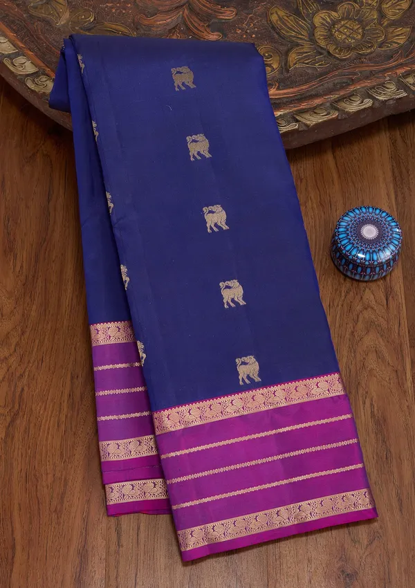 Royal_Blue_Silk_Buti_Saree_With_Matching_Blouse_Piece