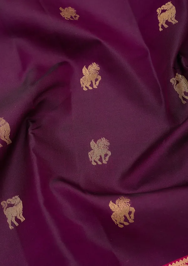 Wine_Silk_Buti_Saree_With_Matching_Blouse_Piece