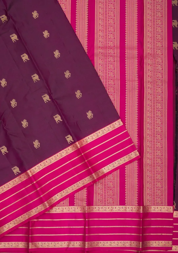 Wine_Silk_Buti_Saree_With_Matching_Blouse_Piece