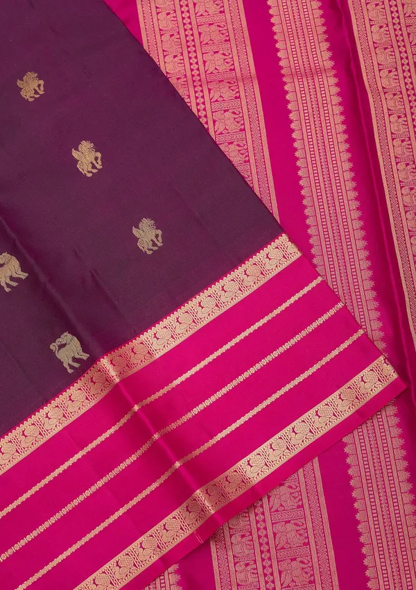 Wine_Silk_Buti_Saree_With_Matching_Blouse_Piece