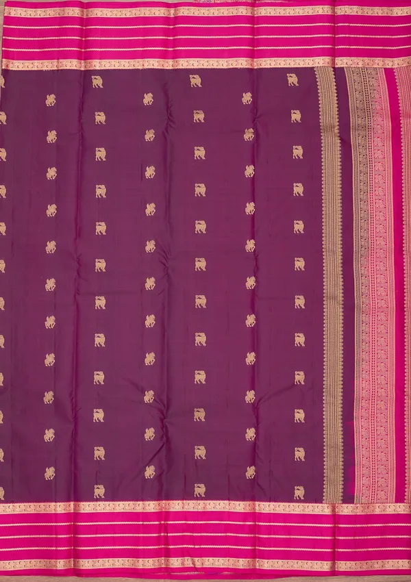 Wine_Silk_Buti_Saree_With_Matching_Blouse_Piece