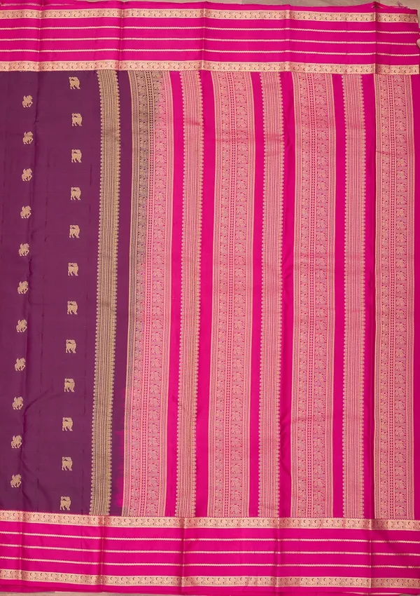 Wine_Silk_Buti_Saree_With_Matching_Blouse_Piece