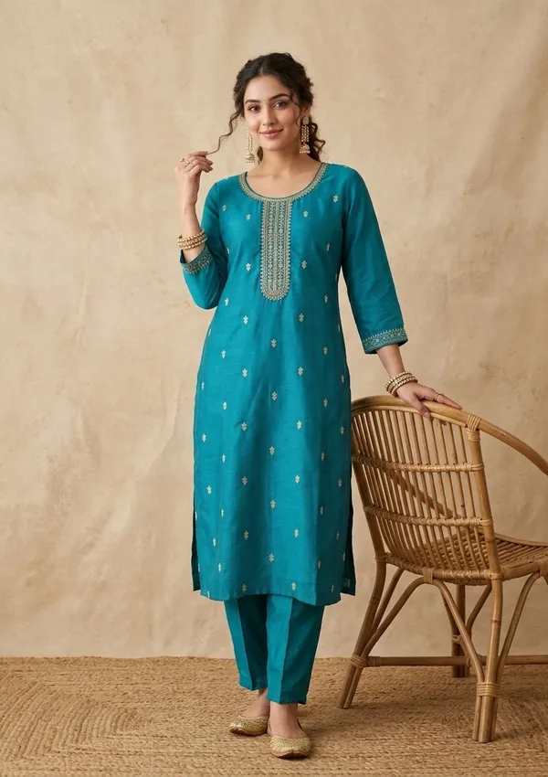 Rama_Green_Soft_Raw_Silk_Gold_Zariwork_Straight_Kurta_With_Pant_Regular_And_Dupatta