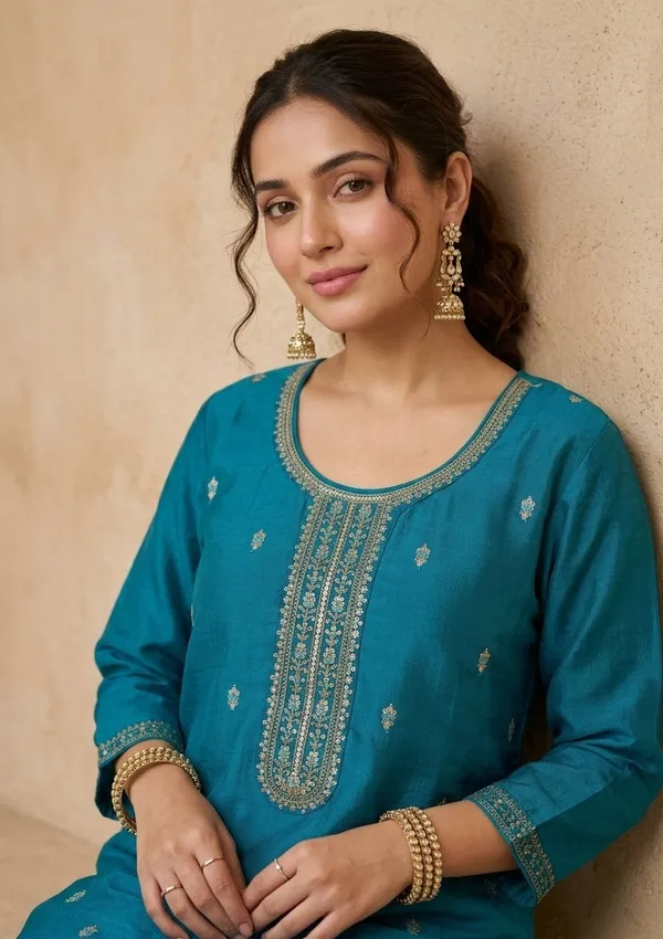 Rama_Green_Soft_Raw_Silk_Gold_Zariwork_Straight_Kurta_With_Pant_Regular_And_Dupatta