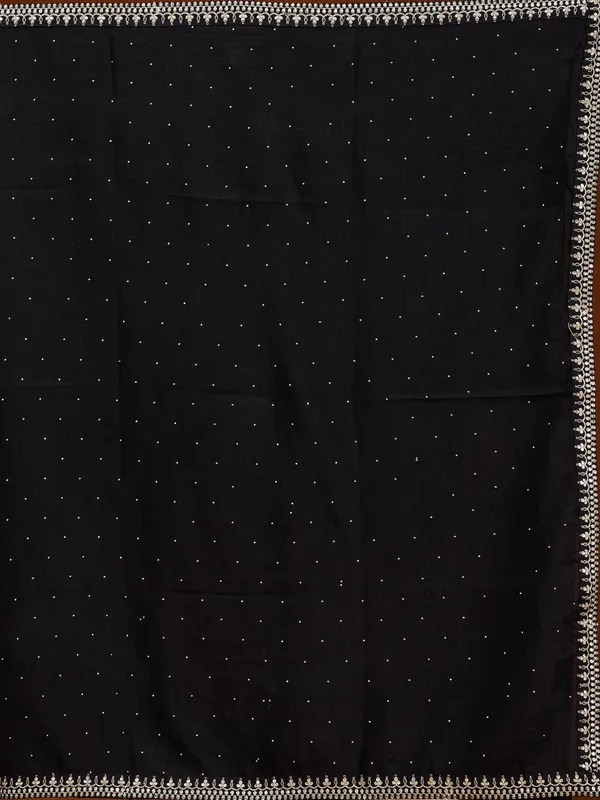 Black_Soft_Raw_Silk_Gold_Zariwork_Straight_Kurta_With_Pant_Regular_And_Dupatta