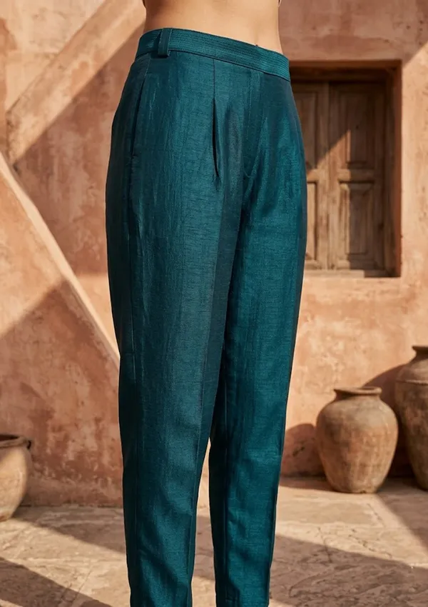 Teal_Green_Soft_Raw_Silk_Gold_Zariwork_Anarkali_Kurta_With_Pant_Regular_And_Dupatta
