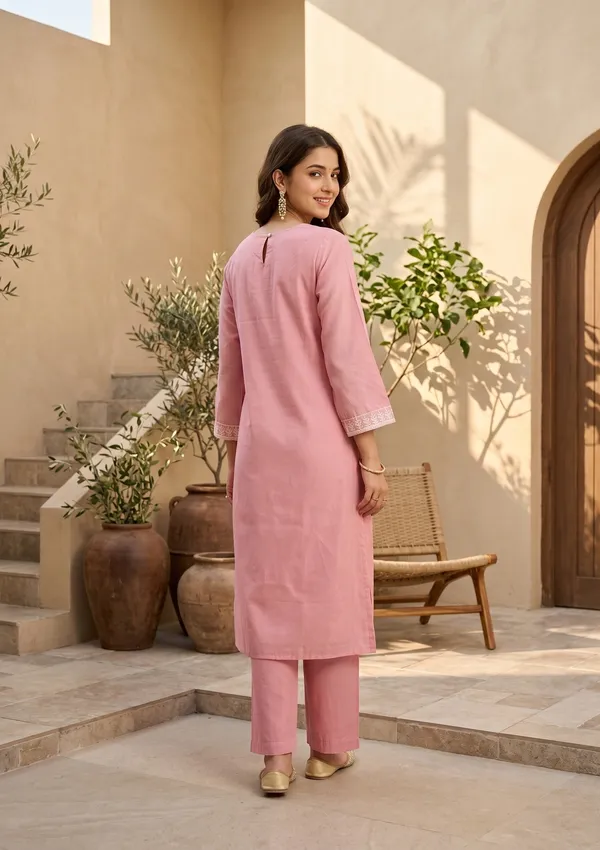 Gajari_Pink_Chanderi_Threadwork_Straight_Kurta_With_Pant_Regular_And_Dupatta