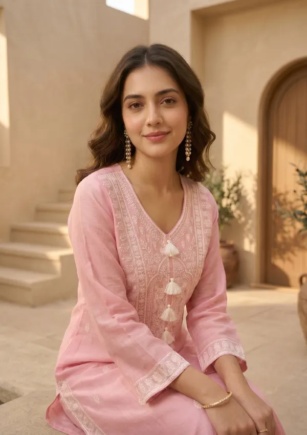 Gajari_Pink_Chanderi_Threadwork_Straight_Kurta_With_Pant_Regular_And_Dupatta
